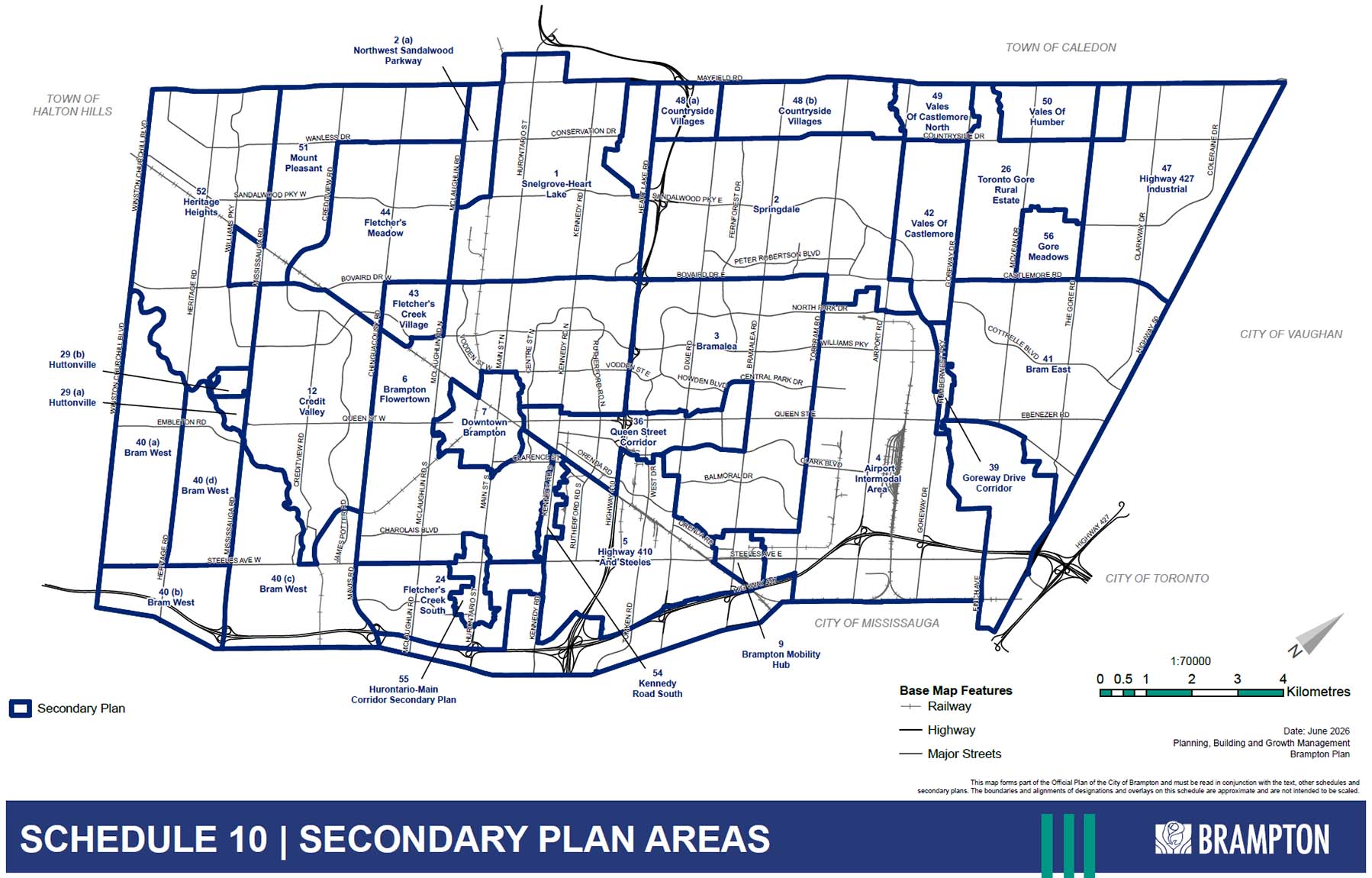 An image of a map showing the Schedule 10 Secondary Plan Areas