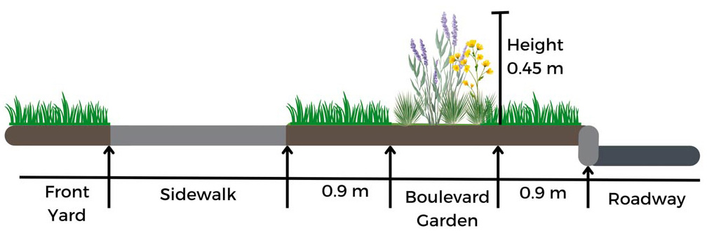 Diagram of a boulevard garden layout.