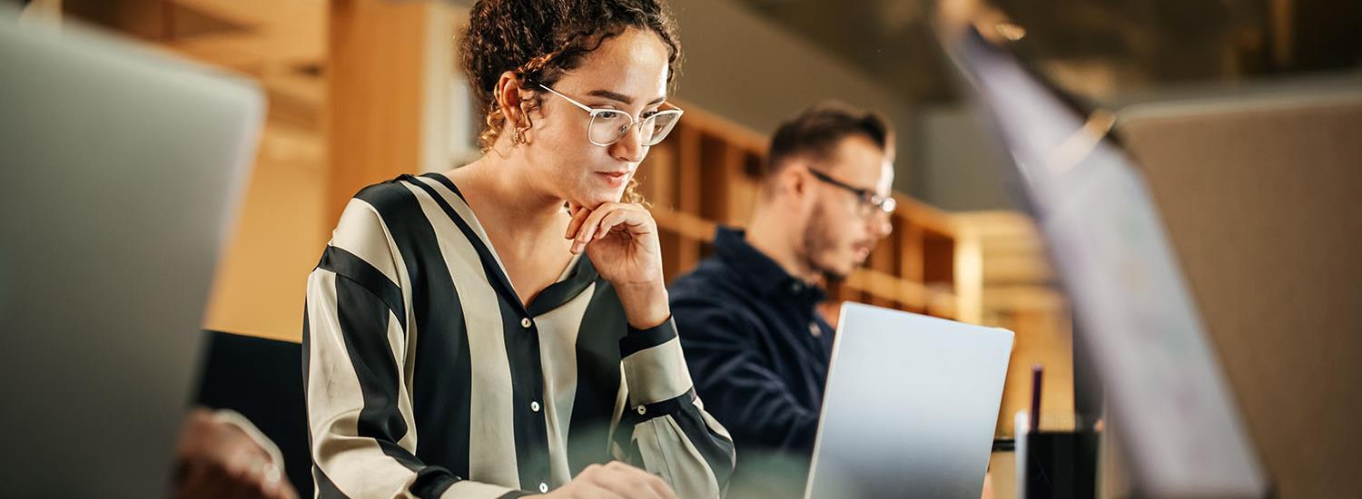 Page Banner - Young woman looking at a laptop screen