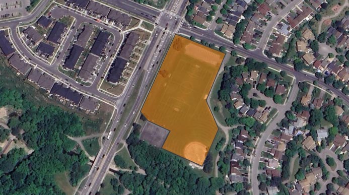 Image of a map showing the location of the Sandalwood Park Outdoor Ice Rinks